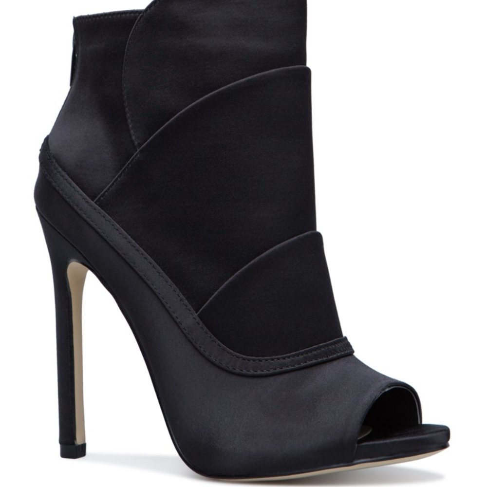 Jojo Satin Stiletto Bootie OPEN TOE - Picture 2 of 5